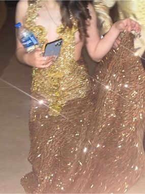 Gold and Brown Sparkle Kids Costume Dress